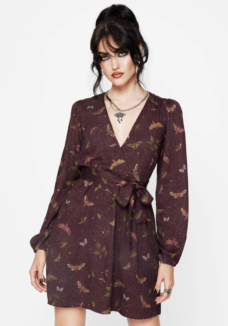 Celia Moth Printed Mini Wrap Dress