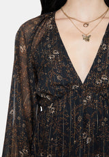 Astralis Floral Stripe Puff Sleeve Mini Dress