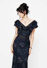 Cassandra Printed Angel Sleeve Maxi Dress