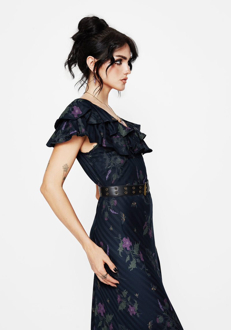 Cassandra Printed Angel Sleeve Maxi Dress