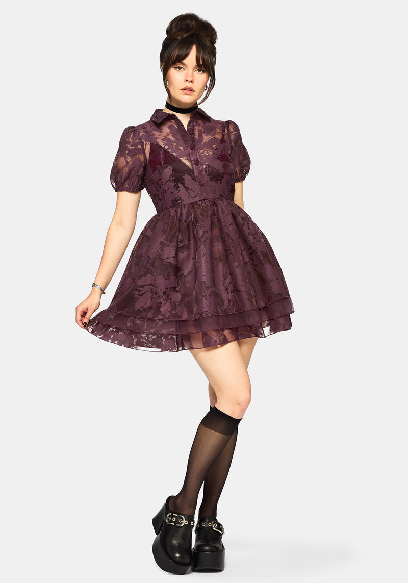 Spectre Layered Mini Shirt Dress - Burgundy