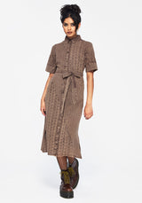 Summerisle Cotton Broderie Detail Tie Wrap Midi Shirt Dress
