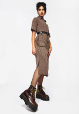 Summerisle Cotton Broderie Detail Tie Wrap Midi Shirt Dress