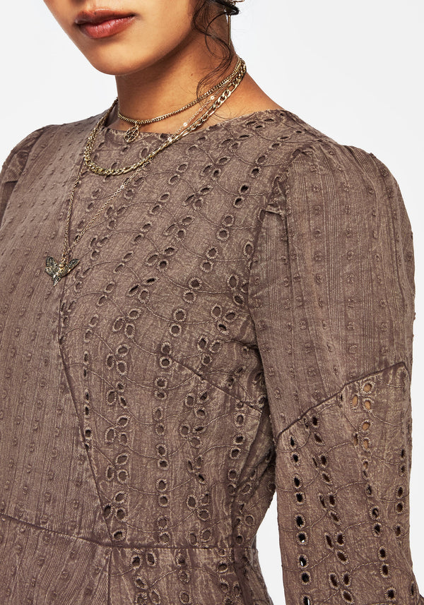 Summerisle Cotton Broderie Detail Mini Smock Dress