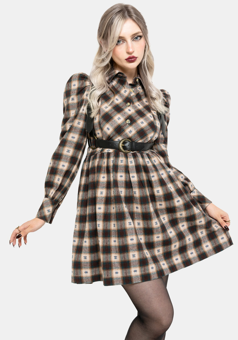 Emily Cotton Check Mini Shirt Dress
