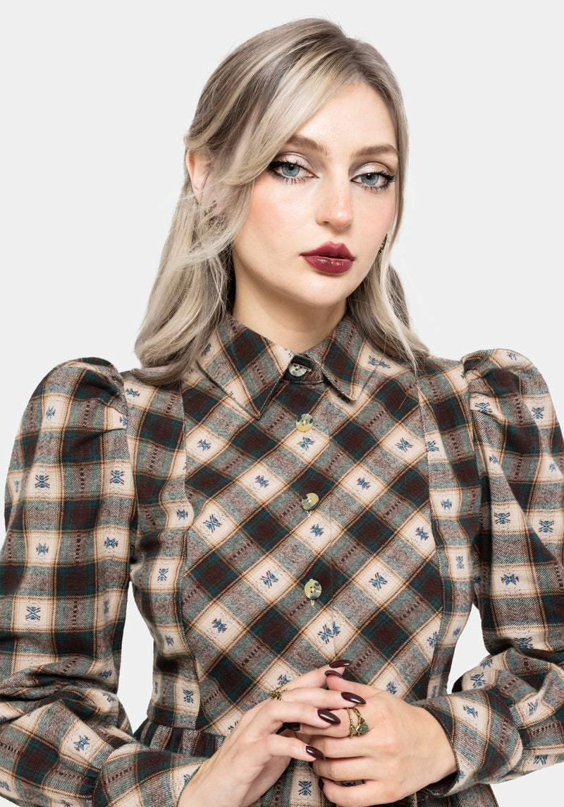 Emily Cotton Check Mini Shirt Dress
