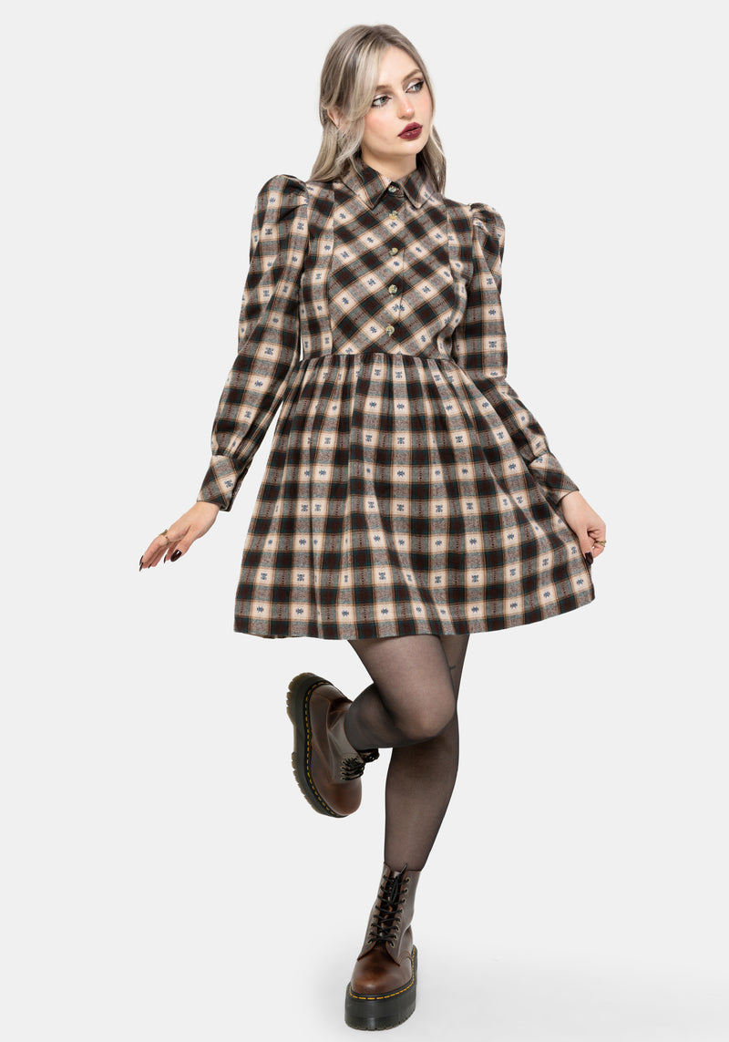 Emily Cotton Check Mini Shirt Dress