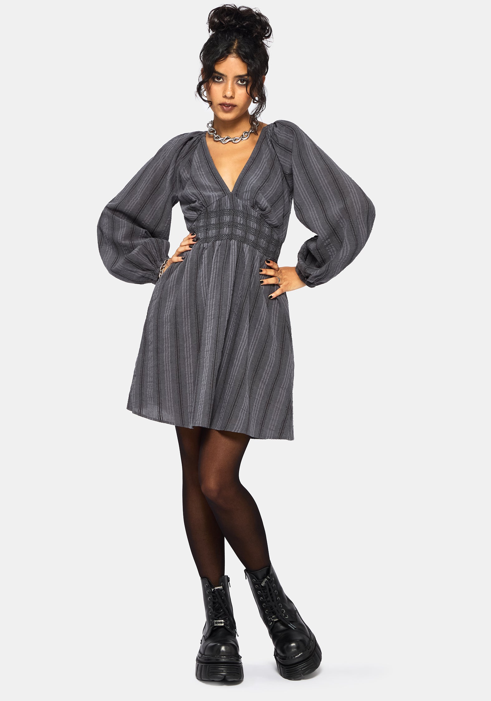 Grove Cotton Blend Stripe Smock Mini Dress