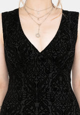 Disrupt Dragon Flocked Mesh Sleeveless Midi Dress