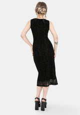 Disrupt Dragon Flocked Mesh Sleeveless Midi Dress