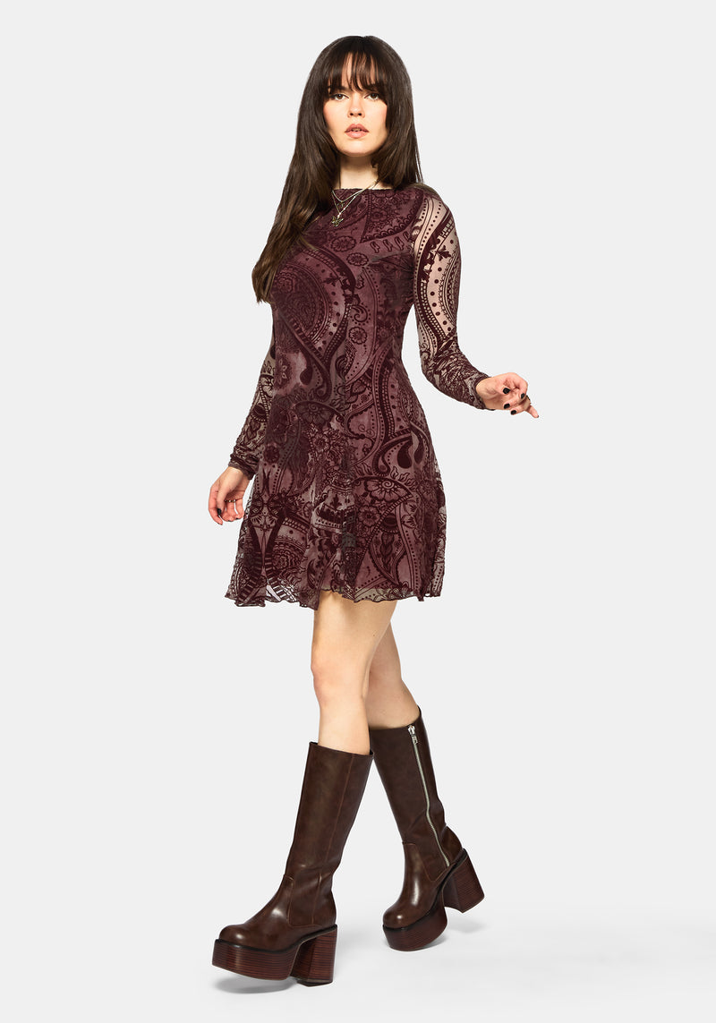 Loveday Paisley Printed Godet Mini Dress
