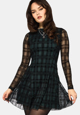 Vesica Flocked Witches Knot Godet Mini Dress