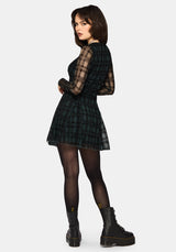 Vesica Flocked Witches Knot Godet Mini Dress