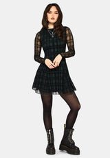 Vesica Flocked Witches Knot Godet Mini Dress