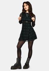 Vesica Flocked Witches Knot Godet Mini Dress