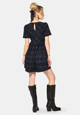 Plaith Blue Check Mini Smock Dress