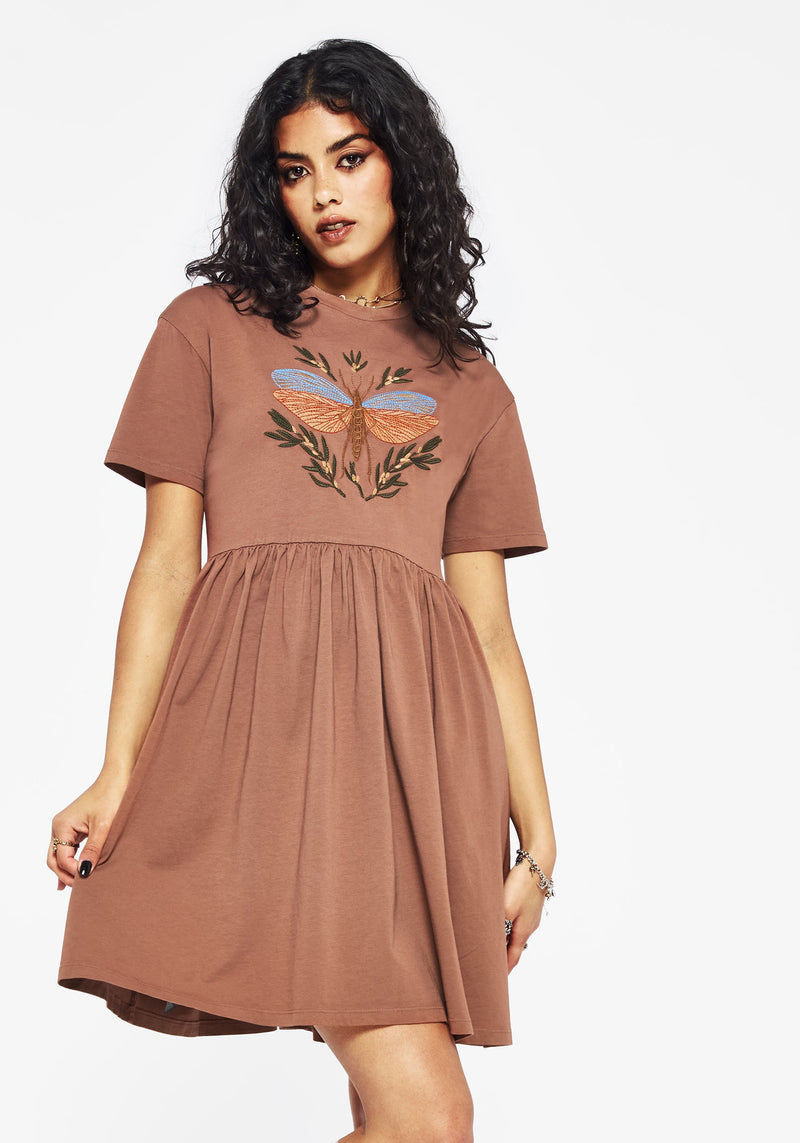 Griffinfly Cotton Embroidered Jersey Mini Skater Dress
