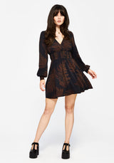Ruin Fern Printed Mini Dress - Brown