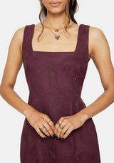 Rosia Celestial Print Suede A-Line Mini Dress