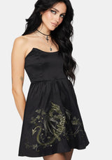 Muse Dragon Embroidery Strapless Mini Dress