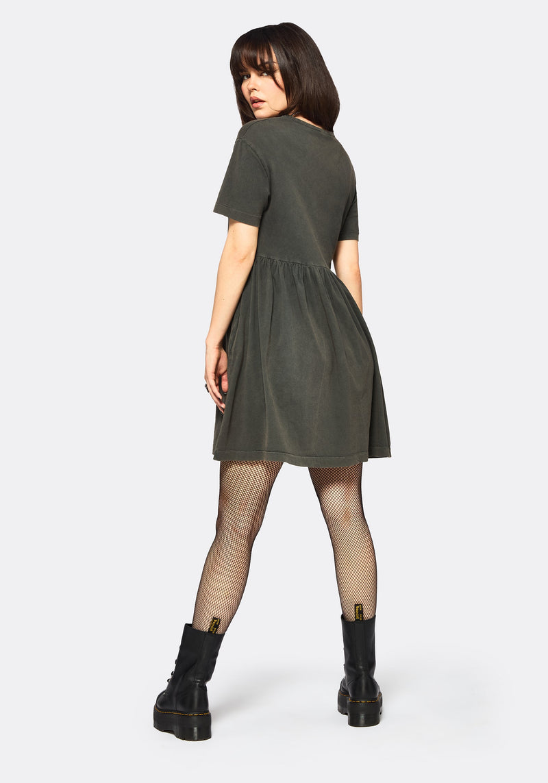 Illvminatio Bleach Graphic Cotton Mini Skater Dress