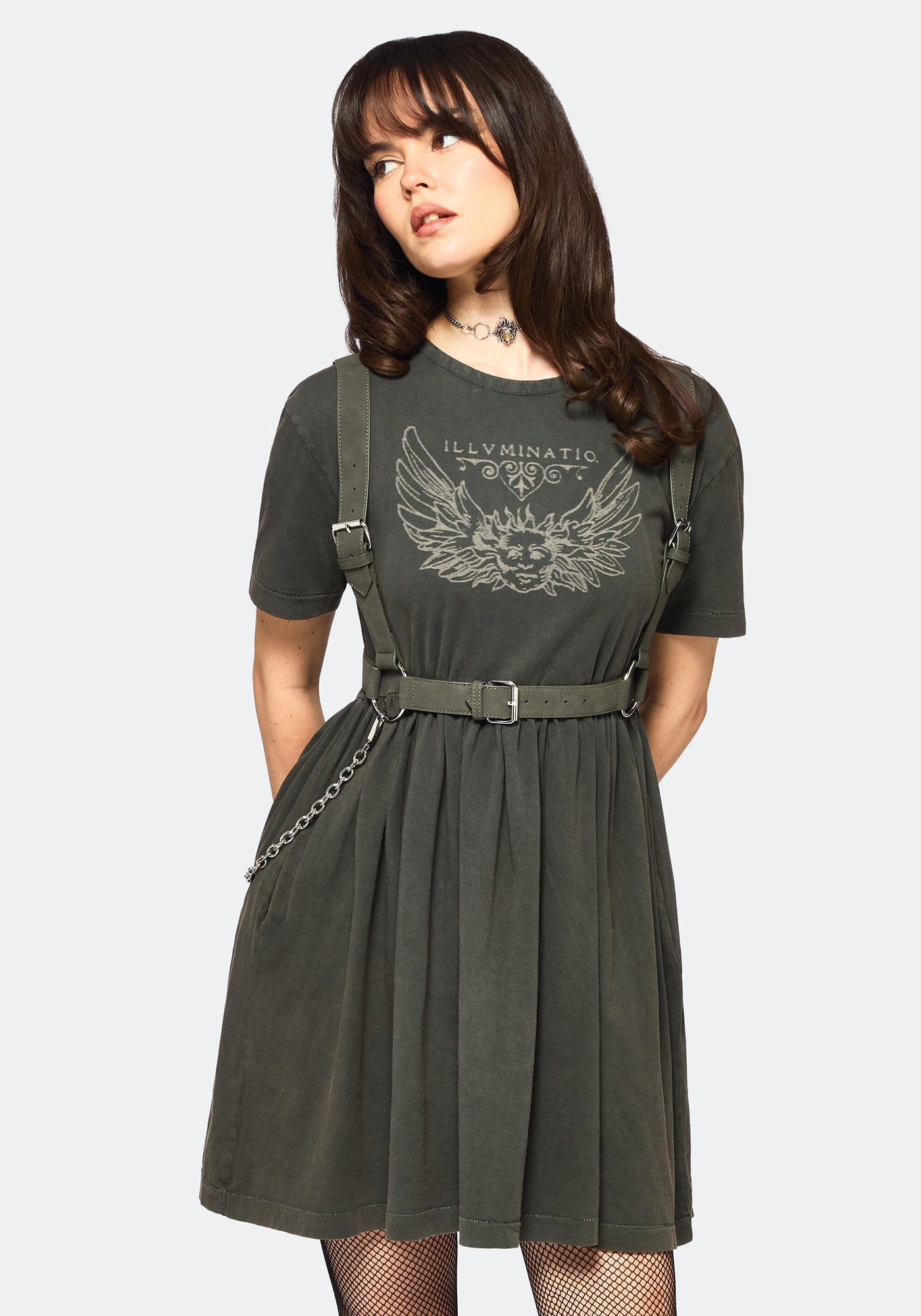 Illvminatio Bleach Graphic Cotton Mini Skater Dress – Disturbia