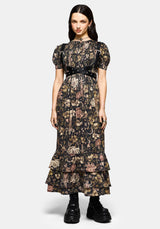 Triple Goddess Tiered Shirred Maxi Dress