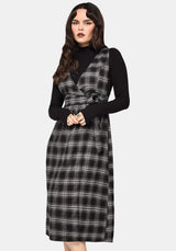 Lochan Check Wrap Pinafore Midi Dress