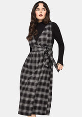 Lochan Check Wrap Pinafore Midi Dress