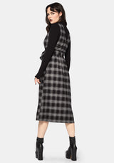 Lochan Check Wrap Pinafore Midi Dress