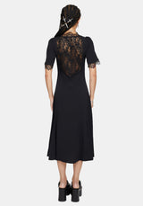 Altha Lace Back V Neck Midi Dress