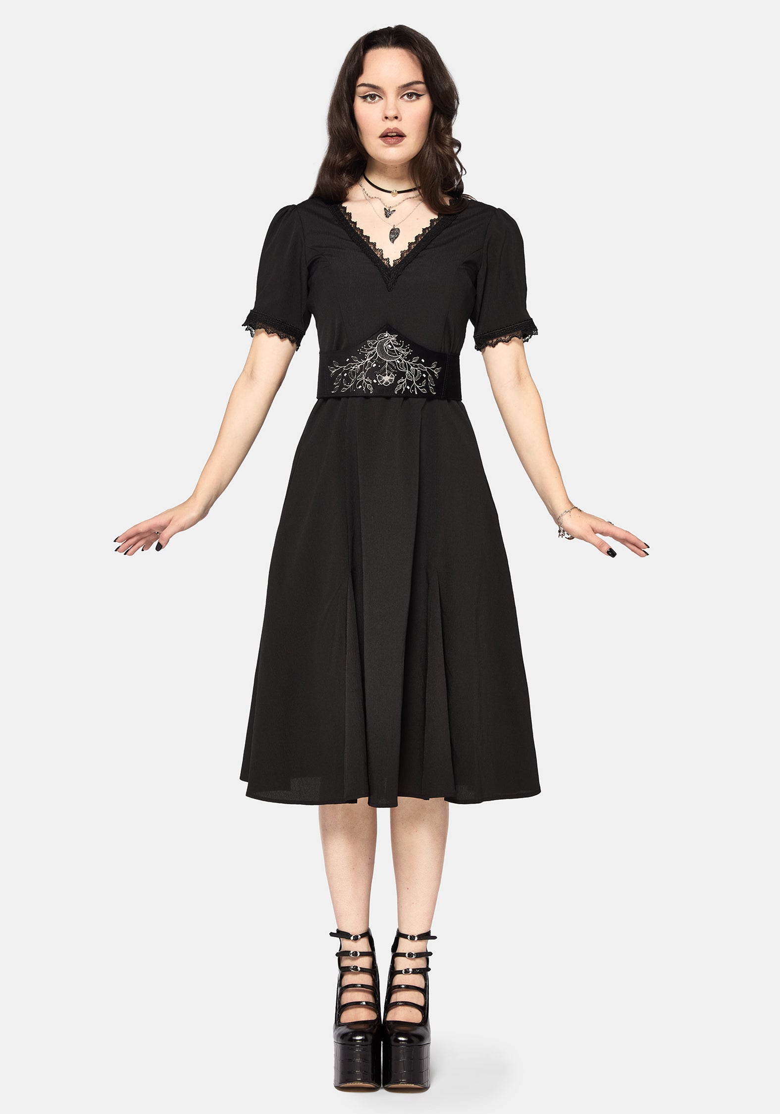 Sanzia Tie Back Lace Midi Dress