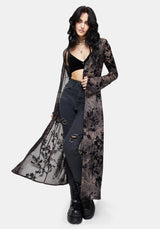 Monroe Flocked Mesh Long Sleeve Midaxi Overdress EU 38