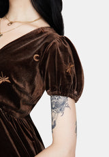 Seraphine Dragonfly Embroidered Velour Mini Dress