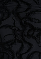 Paleo Flocked Mesh Skeletal Snake Long Sleeve Midaxi Dress