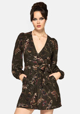 Whispen Moth Print Mini Wrap Dress