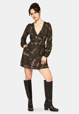 Whispen Moth Print Mini Wrap Dress