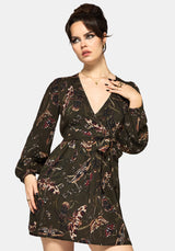 Whispen Moth Print Mini Wrap Dress