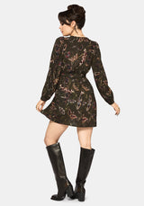 Whispen Moth Print Mini Wrap Dress
