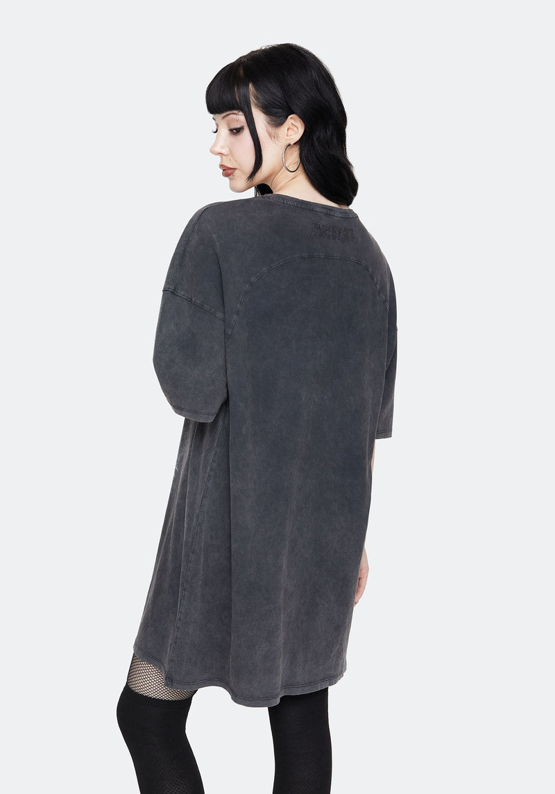 Wicked Toile Dropped Shoulder Cotton Tee Dress