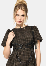 Rhiannon Check Shirred Bodice Midi Dress EU 38