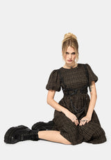 Rhiannon Check Shirred Bodice Midi Dress EU 38