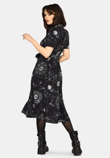 Elise Celestial Print Puff Sleeve Midaxi Shirt Dress EU 38