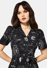 Elise Celestial Print Puff Sleeve Midaxi Shirt Dress EU 38