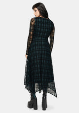 Vesica Flocked Witches Knot Hanky Hem Midi Dress