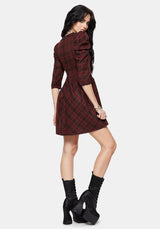 Bonnie Mutton Sleeve Check Mini Dress