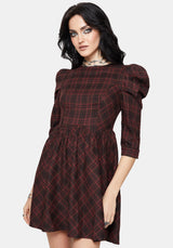 Bonnie Mutton Sleeve Check Mini Dress