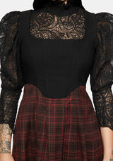 Bonnie Mixed Corset Check Pleated Mini Dress