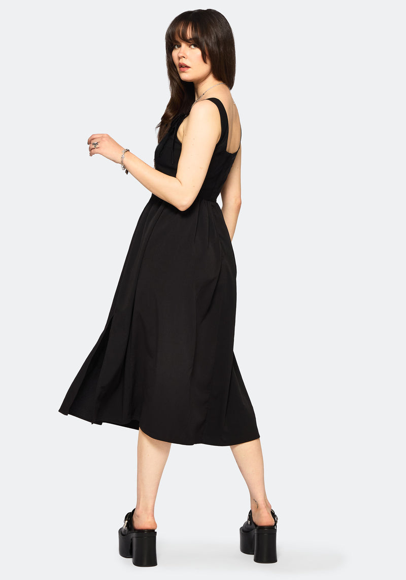 Cybele Embroidered Front Corset Bodice Midi Dress