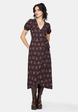 Scorn Bug Printed Wrap Midi Dress